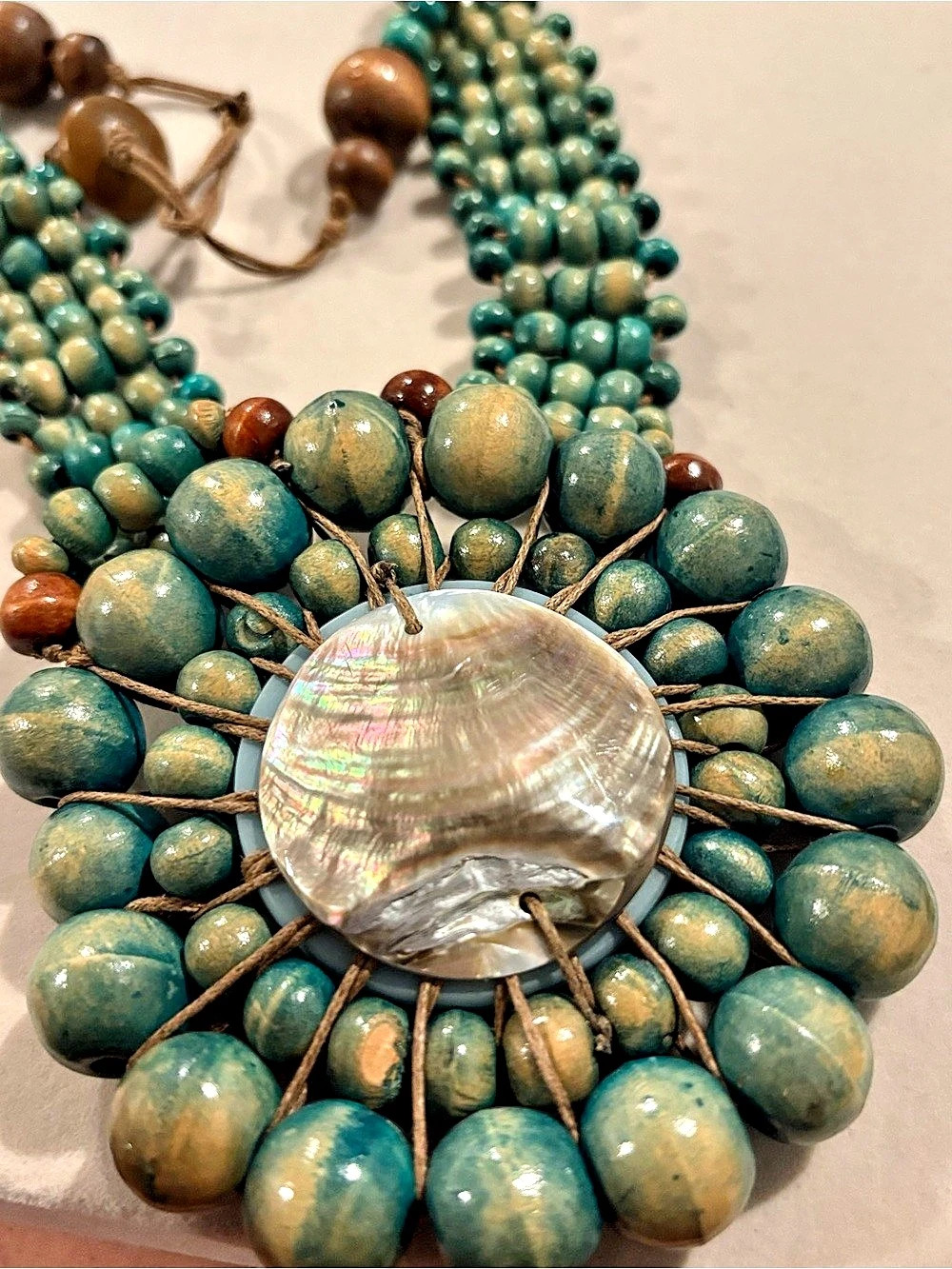 Green & Brown Shell Statement Necklace